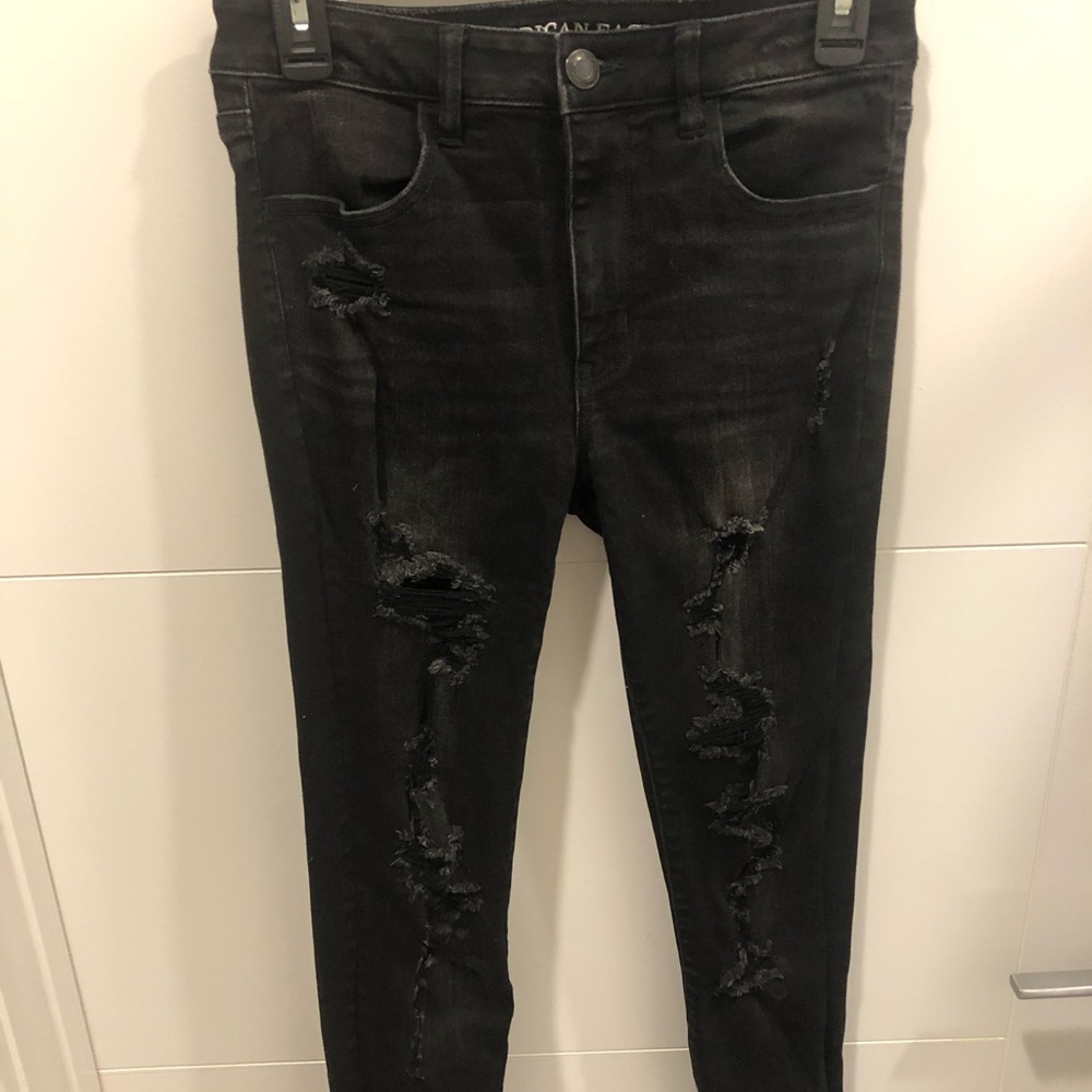 Black American Eagle Distressed Jeans